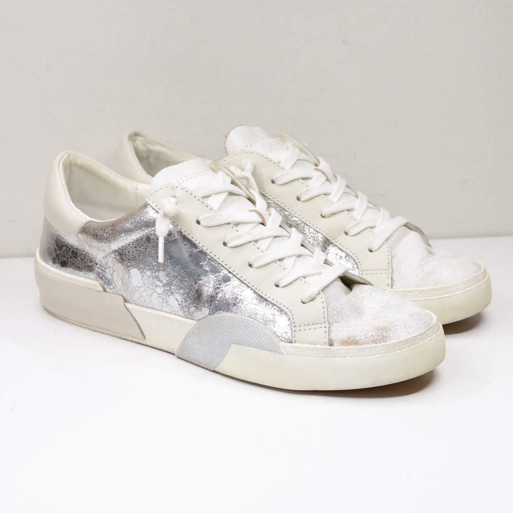 Dolce Vita White and Silver Low-Top Sneakers